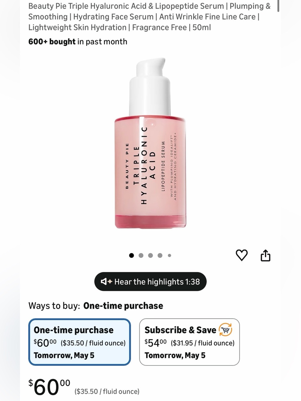 Beauty Pie Triple Hyaluronic Serum – Pink Hydrating Face Serum